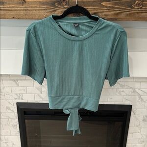 SHEIN Teal green Tie-back Crop Top 4 for $20